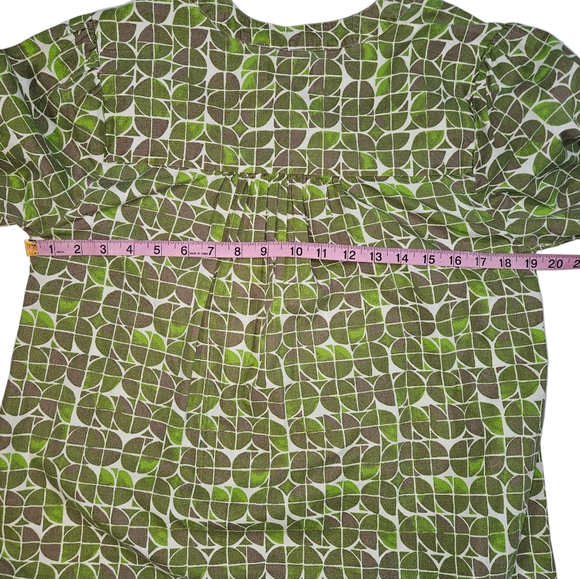 Jessica Simpson Green Brown Cotton Geometric Print Dress Sz M Ruffle Hem READ - Picture 14 of 14